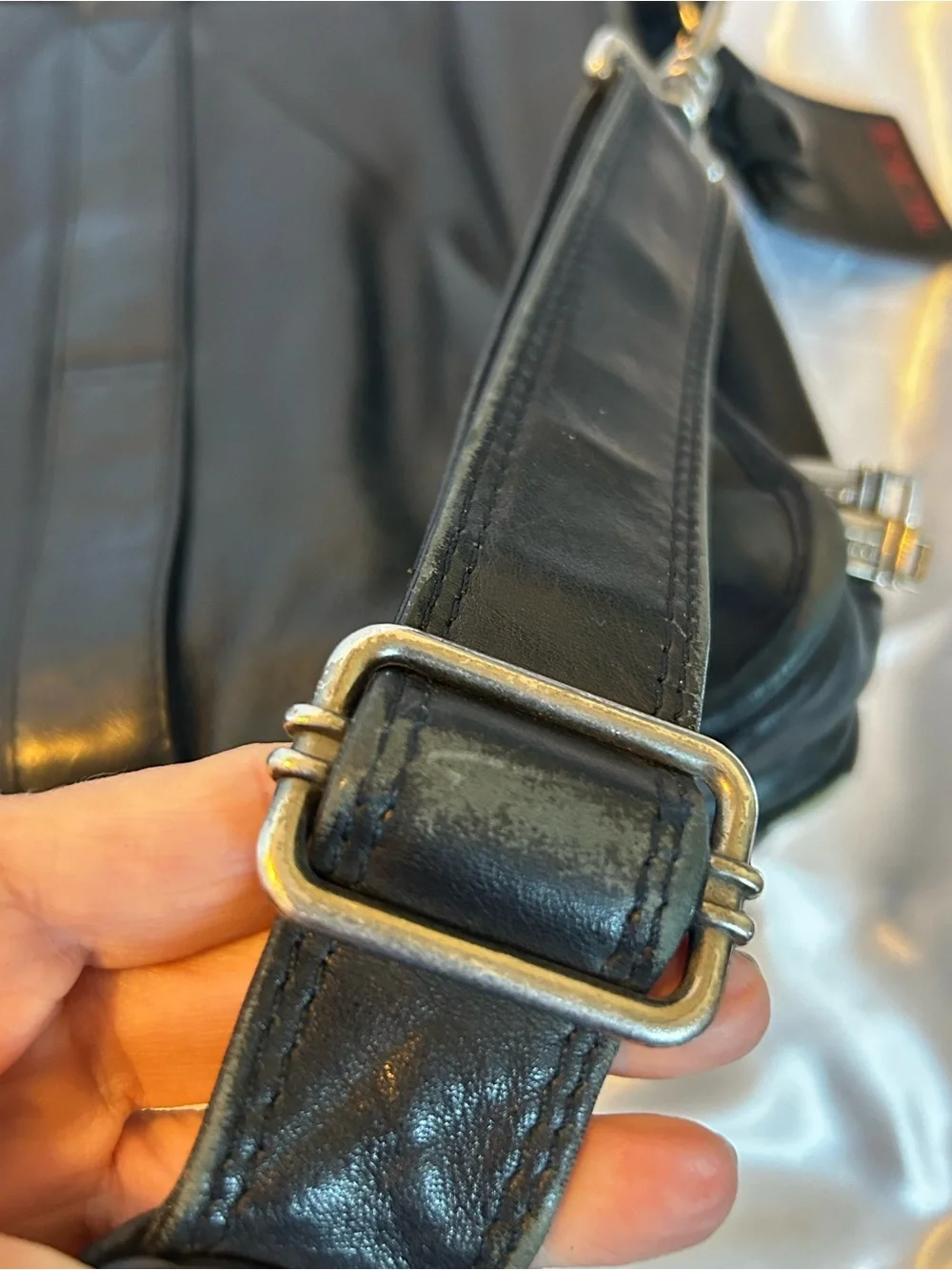 Vintage TUMI Black Leather Expandable Laptop Briefcase Organizer‎ Luggage Tag